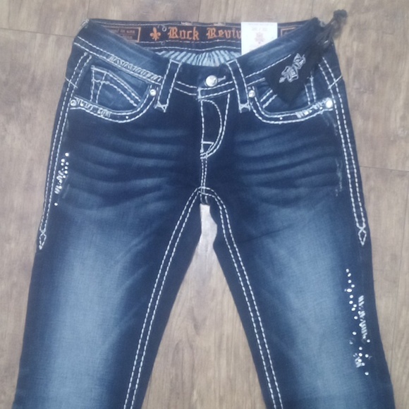 Rock Revival Women's 26 Skinny May    Embellished Bejeweled Distressed NWT - Picture 1 of 15
